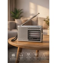 Gri NS-8153 Taşınabilir Pilli Cep Radyosu Deprem Çantası Radyosu Am Fm SW-1-6 8 Bandlı Mini Radyo