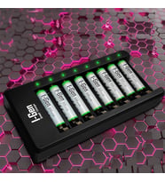 G890 8'li Pil Şarj Aleti + 8 Adet AAA 900 mAh Şarj Edilebilir AAA İnce Şarjlı Kalem Pilli Set 1.2V Ni-MH