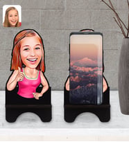 BK Gift Kişiye Özel Abla Karikatürlü Ahşap Biblo Telefon Standı-1