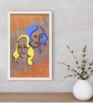 BK Home Woman Line Dekoratif Ahşap Beyaz Çerçeveli Tablo-2