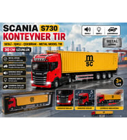SCANIA S730 MSC Konteyner Tır 30 CM Sesli Işıklı Çekbırak Metal Model Tır Gerçekçi