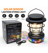 Solar Hareket Sensörlü Fener ve 10 Metre Renkli LED Işık Zinciri - HOP-8819