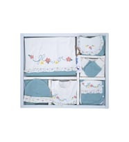 Kız Bebek Natural Yeşil İşlemeli süslü Lüks 10 Lu Hastane Çıkışı Set STL6064 (Çok Renkli)