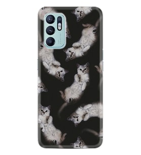 Oppo Reno 6 Kılıf Silikon Desen Özel Seri Sevimli Kedicikler 1785