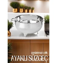 Çelik Ayaklı Süzgeç 25 Cm, Makarna ve Pirinç İçin Pratik Kullanım