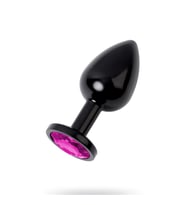 Metal Pembe Taşlı Siyah A*nal Plug Küçük Boy