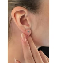 14 Ayar Altın Tek Taş Küpe Mini (Rose)