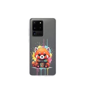 Samsung Galaxy S20 Ultra ile Uyumlu Splash Tilki Tasarımlı Şeffaf Silikon Kılıf