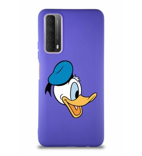 Huawei Y7A Soft Premier Kapak Donald Duck-F Tasarımlı Silikon Kılıf - Mor (Şeffaf)
