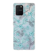 Samsung Galaxy S10 Lite Uyumlu Kapak Floral Su Yeşili Tasarımlı Şeffaf Silikon Kılıf