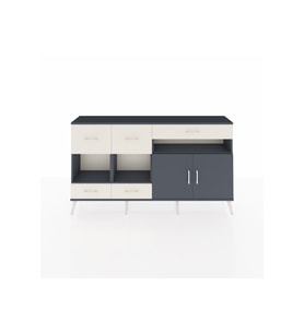 Arges Konsol 4 Raflı 5 Çekmeceli 2 Kapaklı 176x30x99 Antrasit-Antrasit/Aytaşı
