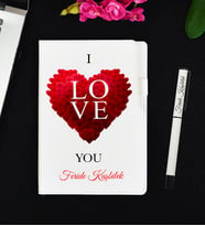 Sevgiliye Hediye Kişiye Özel Defter ve Roller Kalem Hediye Seti