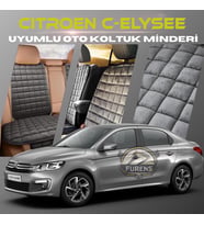 Citroen C-Elysee Antrasit Renk Tay Tüyü Cepli & Terletmez Sırtlı Oto Koltuk Minder Seti - Koltuk Koruma Kılıfı (ÖN & ARKA TAM SET)