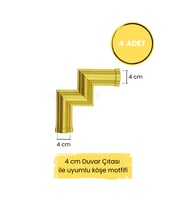 Dekoratif Polimer 4 cm Duvar Çıtası Uyumlu Köşe Motifi (Altın)