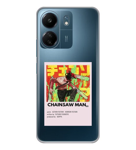 Xiaomi Redmi 13C Uyumlu Chainsaw Man Anime Desenli Şeffaf Telefon Kılıfı