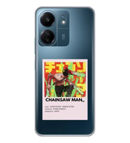 Xiaomi Redmi 13C Uyumlu Chainsaw Man Anime Desenli Şeffaf Telefon Kılıfı