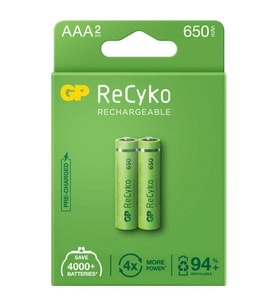 Gp Recyko 650mah Aaa Şarj Edilebilir İnce Kalem Pil 2'li Paket