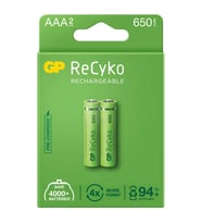 Gp Recyko 650mah Aaa Şarj Edilebilir İnce Kalem Pil 2'li Paket