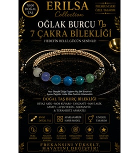 Sertifikalı Oğlak Burcu 7 Çakra Doğal Taş Bileklik - Ayarlamalı Unisex Lüks Hem Bileklik Hem Halhal