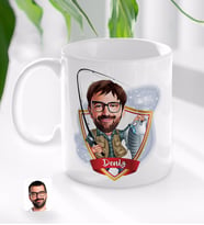 BK Gift Kişiye Özel İsimli Erkek Balıkçı Karikatürlü Beyaz Kupa Bardak