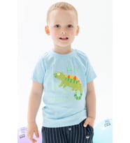 Breeze Erkek Bebek Tişört Bukalemun Baskılı 9 Ay-3 Yaş, Açık Mavi