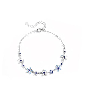 Blue Blossom 925 Ayar Gümüş Çiçek Kadın Bileklik