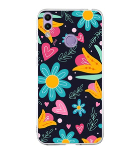 PrintiFy Huawei Honor 8C ile Uyumlu 1mm Slim Fit Retro Renkler 1 Baskılı Şeffaf  Kılıf
