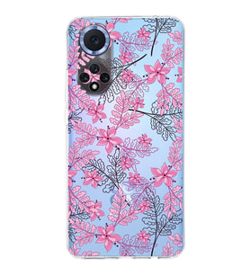 PrintiFy Huawei Nova 9 Uyumlu Kamera Korumalı Floral Pembe Tasarımlı Şeffaf Silikon Kılıf