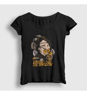 Presmono Kadın Siyah Leaf Bring Me The Horizon T-Shirt 21006tt