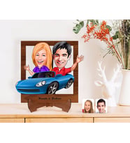 BK Gift Kişiye Özel Sevgililer Karikatürlü Ahşap Standlı 3D Biblo-52 (Beyaz)