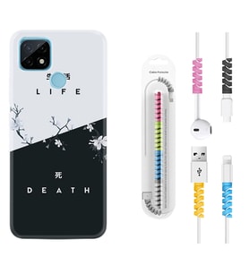 Realme C11 C21 C21Y C25Y C11 2021 Kılıf Kablo Koruma Spiral Silikon Life and Death 1339