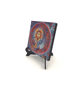Kapadokya Göreme Karanlık Kilise Freski - Pantokrator İsa Mesih Baskılı MDF Masaüstlük 10X10
