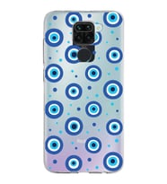 PrintiFy Xiaomi Redmi Note 9 ile Uyumlu 1mm Slim Fit Nazar Boncuğu 1 Baskılı Şeffaf  Kılıf