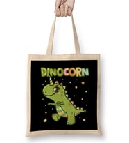Cute Dinocorn Dinosaur & Unicorn Unisaur Bez Çanta Uzun Saplı