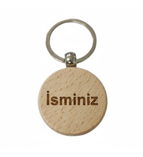 Kişiye Özel Yuvarlak Ahşap Anahtarlık – İsminiz Yazılı Lazer Gravür Anahtarlık – Özel Tasarım Kişisel Hediye