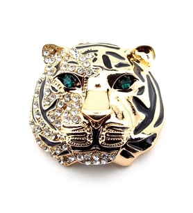 Yeşil Gözlü Kaplan Tiger Yırtıcı Hayvan Safari Zirkon Taşlı Broş RZ171
