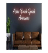 Aşka Yürek Gerek Anlasana Yazılı Neon Tabela