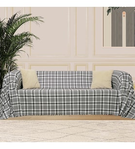 SoftMicro Kazayağı Desenli 180x220 cm Koltuk Örtüsü Şalı, Kanepe Örtüsü, Tv Battaniyesi Siyah Beyaz (Siyah & Beyaz)
