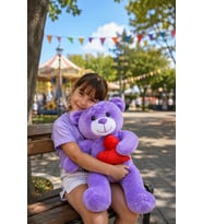 50 cm Kalpli Peluş Sevimli Ayıcık (%100 Yerli) (Lila)