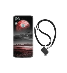 Infınıx Hot 10 Play Kılıf Ipli Boyun Askılı Desenli Silikon Red World 1836
