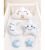 Baby Clime Mavi Bebek Uyku Arkadaşı Yastık Seti 3 Parça Beşik Dekoratif Süs Yastığı