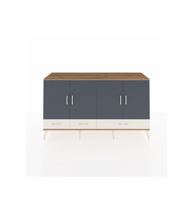 Kronos Konsol 6 Raflı 3 Çekmeceli 4 Kapaklı 176x59x99 Çam-Antrasit/Aytaşı