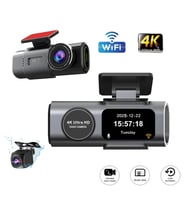 Mioji Mio G300 Plus 4K GPS G-Sensör Gece Görüşü Wifi Arka-Ön Araç İçi Kamera (128GB Hafıza Kartı Hediye) (Gri)