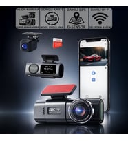 Mioji G300 Plus 4K GPS G-Sensör Gece Görüşü Wifi Arka-Ön Araç İçi Kamera (128GB Hafıza Kartı Hediye) (Gri)