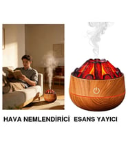 ŞÖMİNE TASARIMLI USB LI LED AYDINLATMALI HAVA NEMLENDİRİCİ,AROMATERAPİK HAVA DİFÜZÖRÜ,BUHURDANLIK,,SİS SPREYLİ GECE LAMBASI, 300 ml 10x10X10,3cm AÇIK KAHVERENGİ