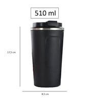 Termal Kahve Kupası 510 ML Paslanmaz Çelik Vakumlu Matara Yalıtımlı Bardak Su Şişesi (Siyah)