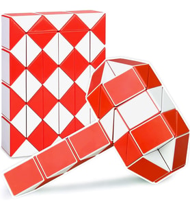 Rubiks Snake Şekilden Şekle Giren Stres Giderici Oyuncak Dikkat Beceri Gelişim Oyuncağı 24 Adım Krmz
