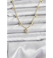 Zirkon Taşlı Kutup Yıldızı Model Pirinç Gold Renk Kadın Kolye TJ-BKO10648