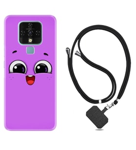 Tecno Camon 16 18P Pova Kılıf Boyun Askılı Silikon Purple Sweety 1717