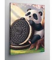 Kanvas Tablo Siyah Beyaz Bisküvi Ve Panda